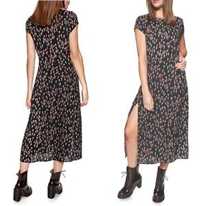 Free People Black and Pink Midi Dress